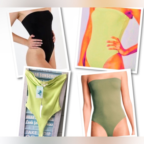 Cotton Candy LA ribbed strapless thong bodysuit NEW with tags size large. Re $39 - Picture 3 of 15